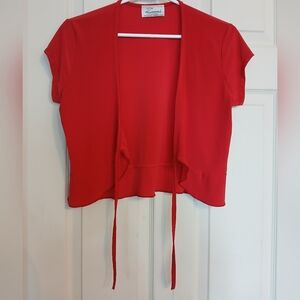 🤯2/$15 Zooni Red Short Cardigan/tied shirt Size Medium (M)